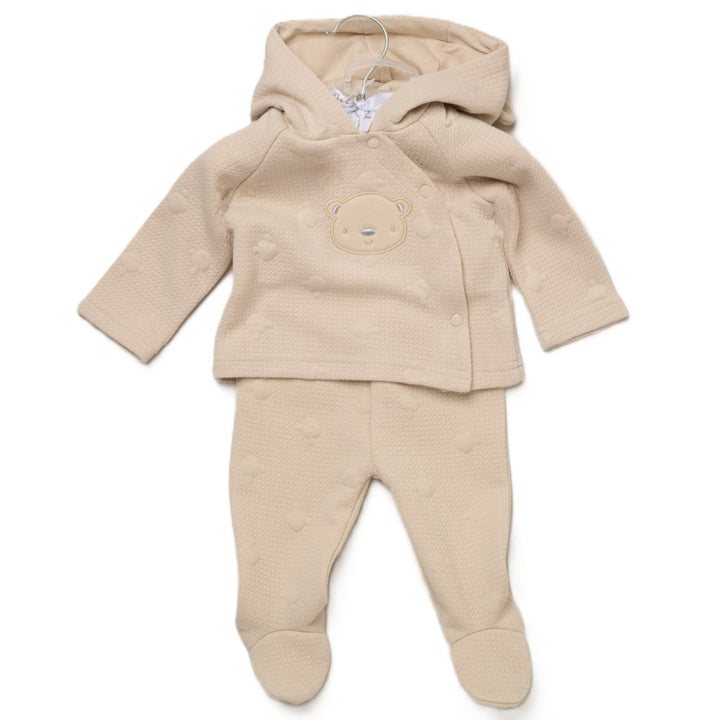 Beige Quilted Jacquard Set