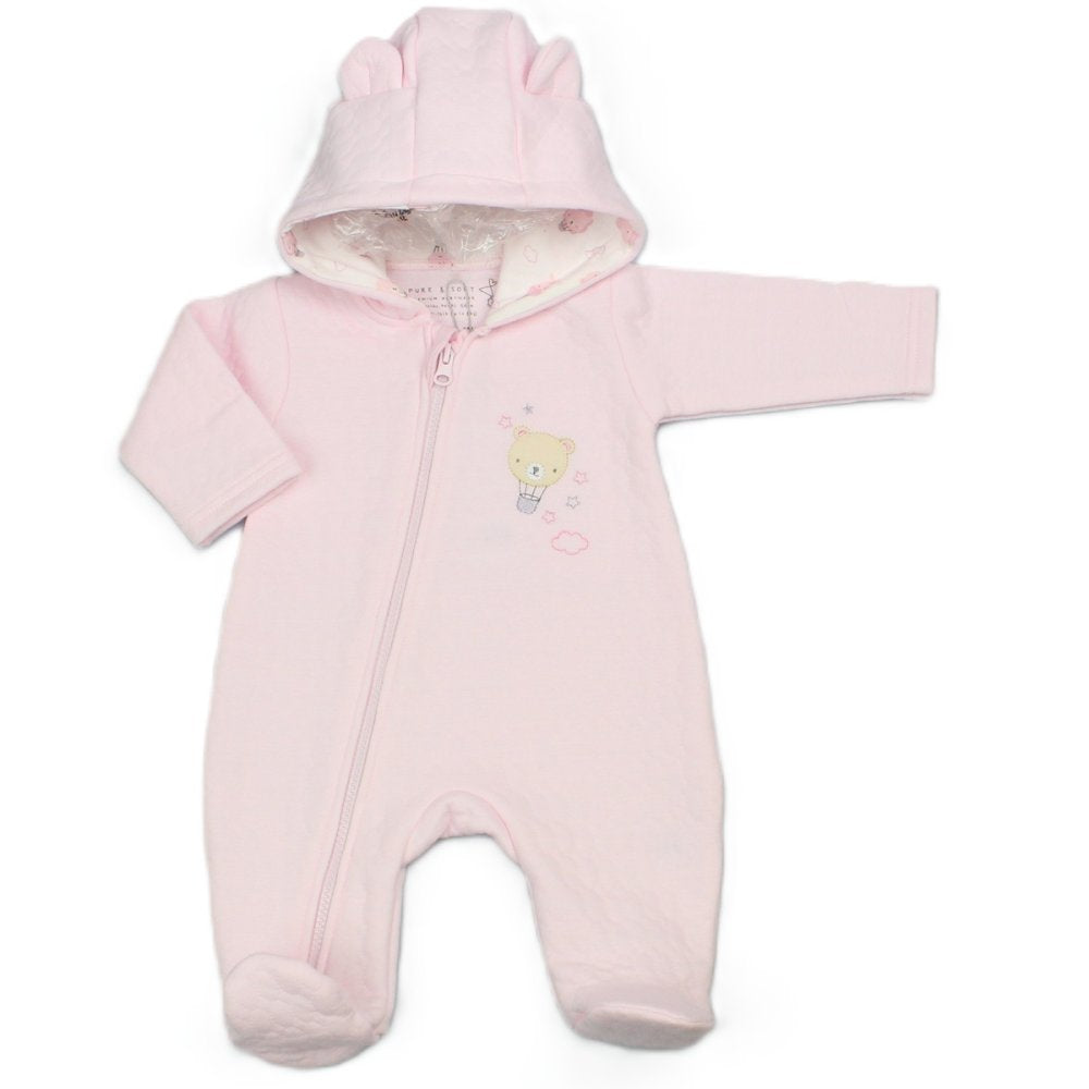 Pink Quilted Hooded Pram Suit