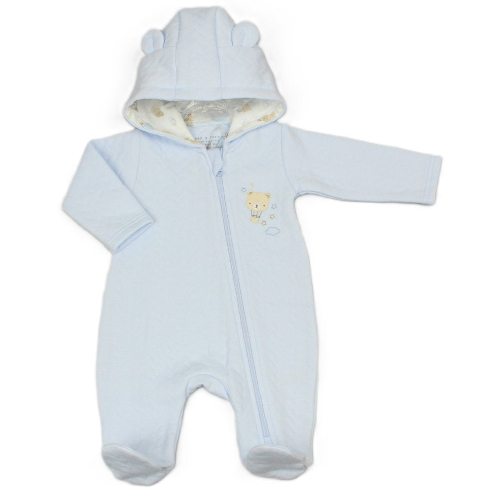 Blue Quilted Hooded Pram Suit