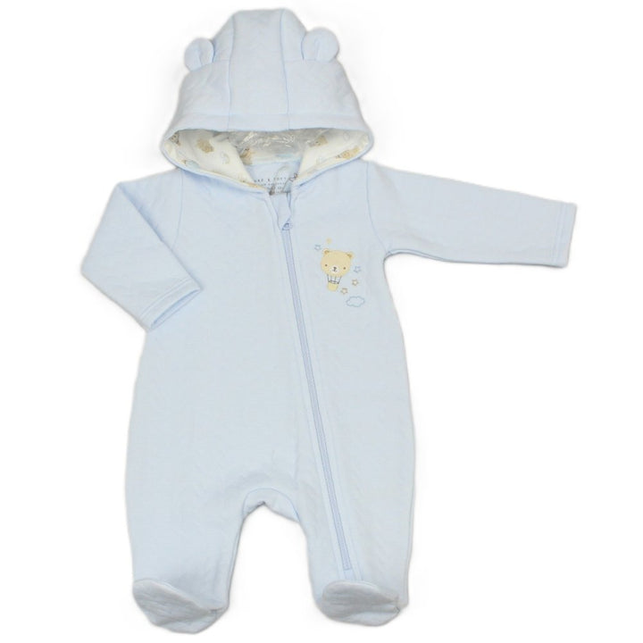 Blue Quilted Hooded Pram Suit
