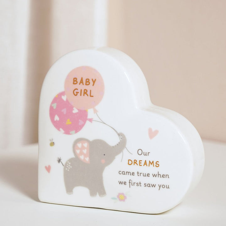 Hello Baby Girl Ceramic Heart