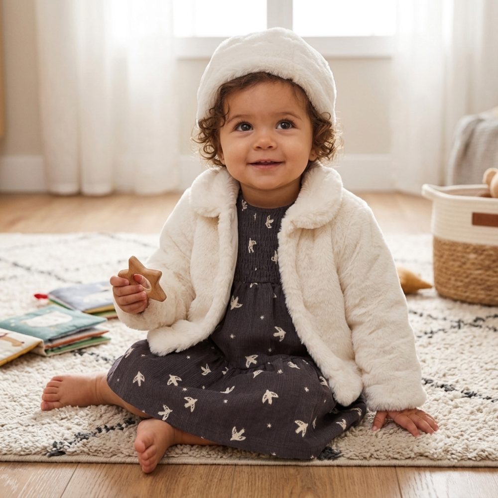 Girls Fur Set Dress