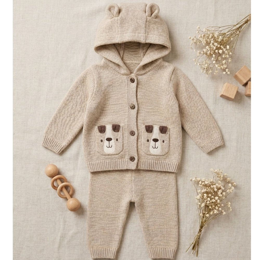 Beige Knitted Dog Set
