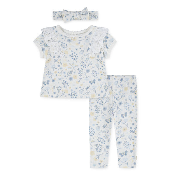 Blue Floral Girls 3 piece set